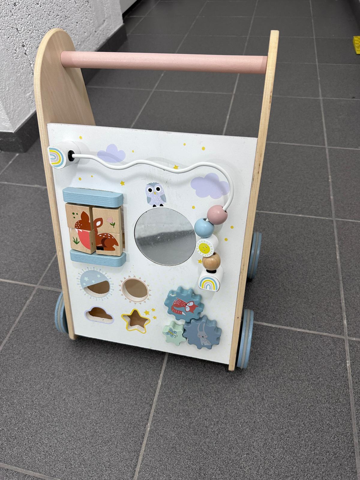 Wooden activity push walker, pastel forest theme - photo 1