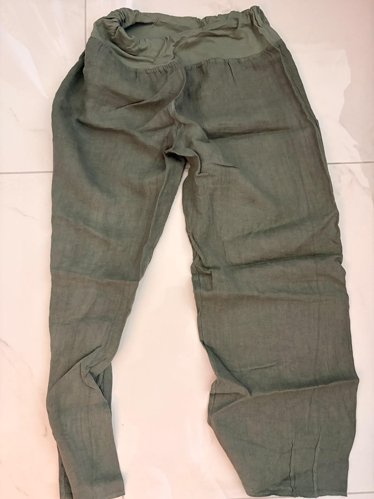 Khaki linen maternity trousers - photo 1