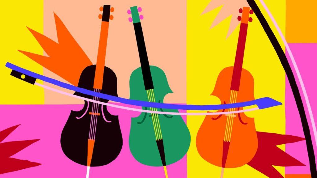 Flyer for Hello Cello! Family concert with the 12 cellists