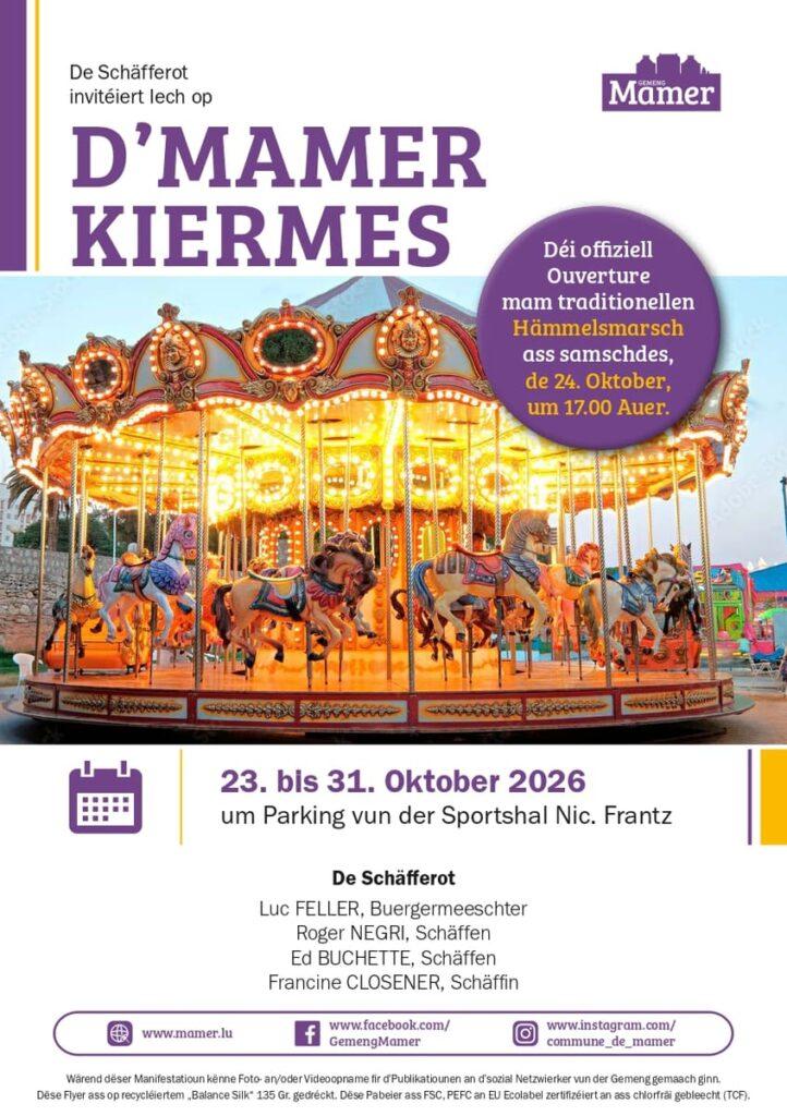 Flyer for Mamer Kiermes: Mamer funfair
